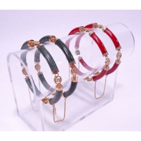 Designer Women's Resin Gold Link Bracelet Set of 4 NWOT 75 Ea Green Burgundy - Picture 1 of 7